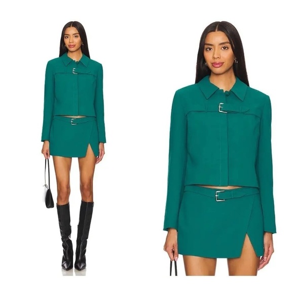 Amanda Uprichard Jackets & Blazers - New! Amanda Uprichard Helsa Jacket with buckle in Jewel ✨Small NWOT!